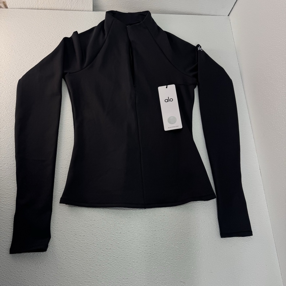 Alo Airlift Winter Warm 1/4 Zip Long Sleeve / Size S / Black NWT